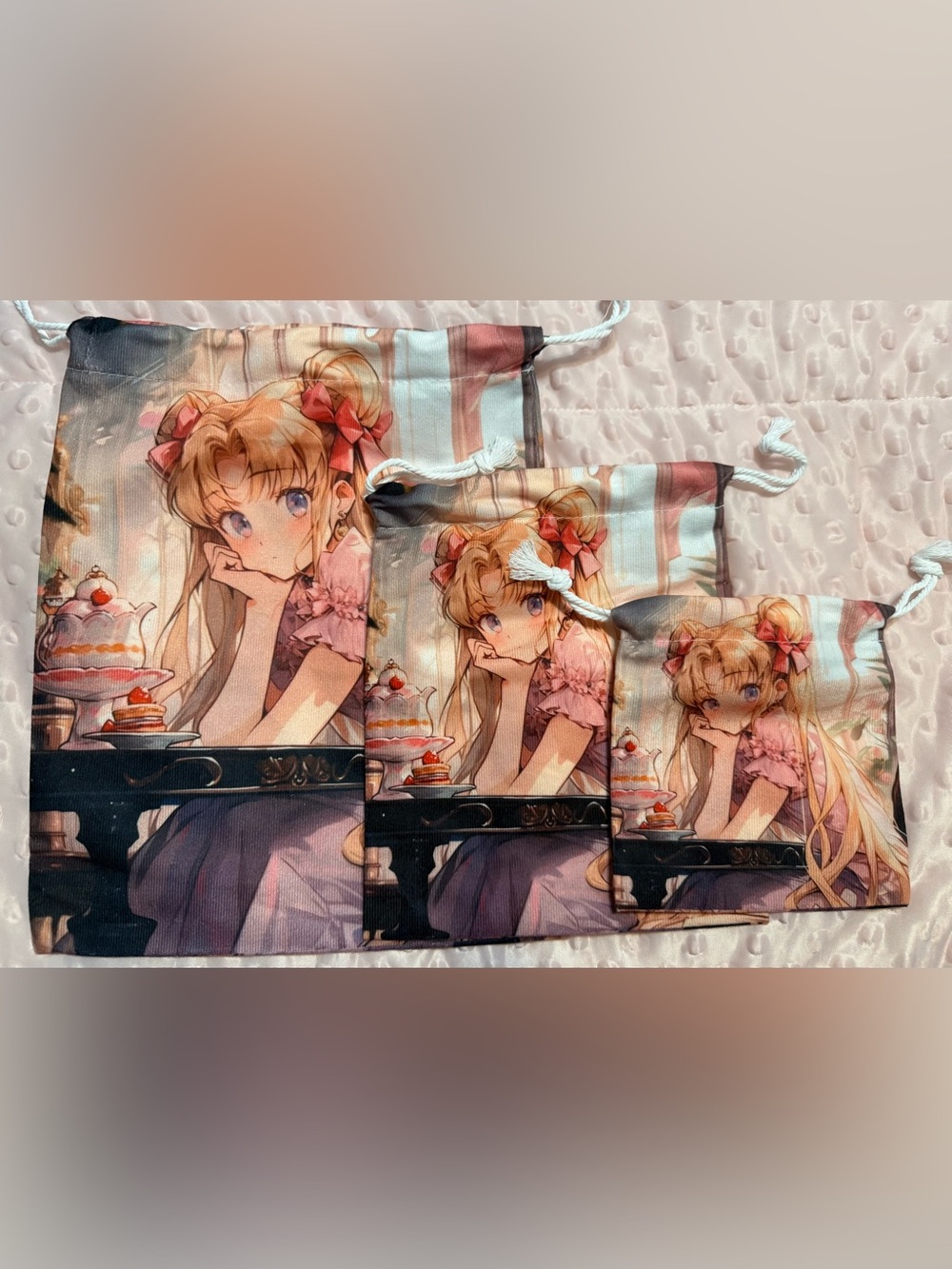🆕 Nwot Sailor Moon Drawstring Pouch Set